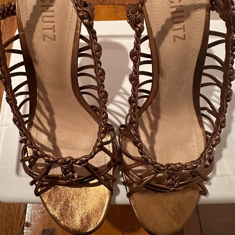 SCHUTZ JINNY BRONZE STILETTO SANDAL